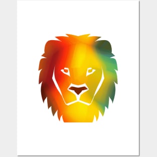 Cute Color Gradient Lion Shape Head Drawing Posters and Art